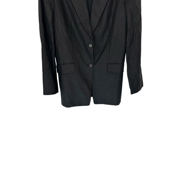 J.Crew Black Single Breasted Corporate Office Work Career Linen Blazer Size 8 - Picture 4 of 11